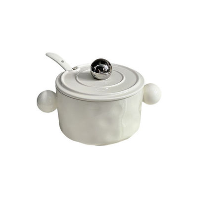 Στυλάτο 1000 ml κεραμικό μπολ με διπλές λαβές και καπάκι από ανοξείδωτο χάλυβα Ιδανικό