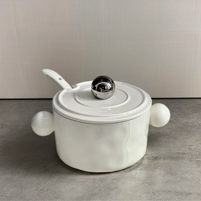 Στυλάτο 1000 ml κεραμικό μπολ με διπλές λαβές και καπάκι από ανοξείδωτο χάλυβα Ιδανικό