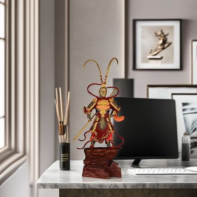 Προσαρμοσμένο μαύρο μύθο Sun Wukong 3D φιγούρα από ρητίνη σύγχρονο μέταλλο Χρυσό κορδόνι