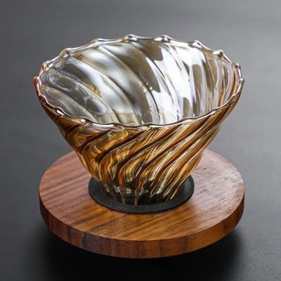 Διαφανής βροσιλικωμένο γυαλί σερβιτόρα καφέ με τσάι INFUSER και χρυσό cloud dripper