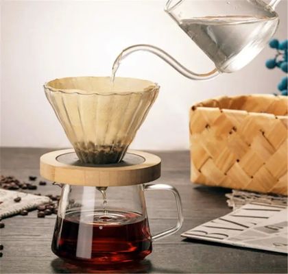 600 ml Μοιραστείτε σταγονόλιθιο καφενείο με ξύλινο χερούλι ανθεκτικό στη θερμότητα Ρίξτε πάνω από καφετιέρα