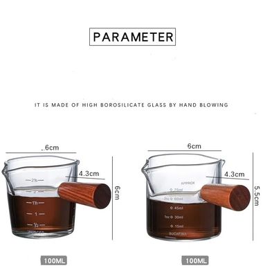 Κανονικός τύπος μπουκαλιού Custom 100ml Borosilicate Διαφανές γυαλί μετρών καφέ κατσαρόλα και φλιτζάνι τσαγιού