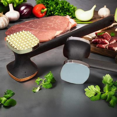 Εγχειρίδιο εργαλείο κουζίνας για τέλεια τρυφερές μπριζόλες κράμα ψευδαργύρου και πλαστικό σφυρί κρέατος