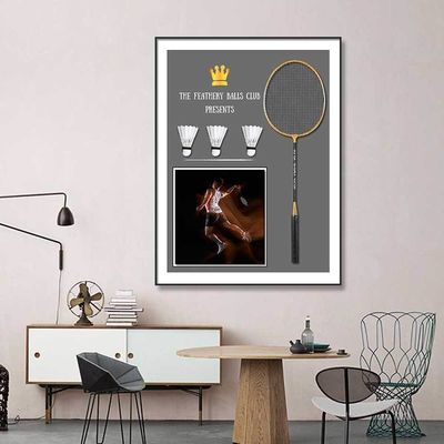 Εκτύπωση υψηλής ανάλυσης Μοντέρνα τοιχογραφία γυμναστηρίου μπαντμίντον για διακόσμηση αθλητικών χώρων