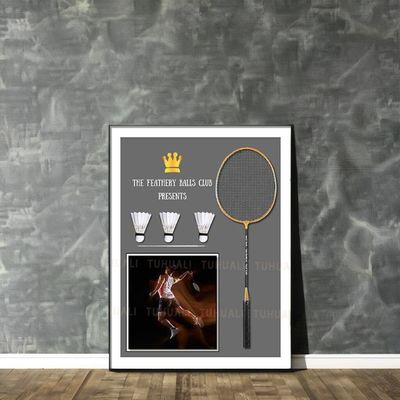 Εκτύπωση υψηλής ανάλυσης Μοντέρνα τοιχογραφία γυμναστηρίου μπαντμίντον για διακόσμηση αθλητικών χώρων