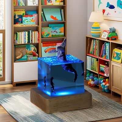 Οικολογικά φιλικό Shark Diver LED λάμπα ρητίνης Ωκεανός Ατμόσφαιρα Φως τραπεζιού για το δωμάτιο των παιδιών