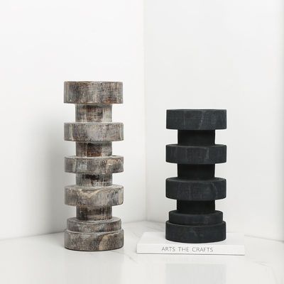 Στυλ Wabi-sabi Αρχαίος κεραυνός ξύλινου νήματος με πέτρινο κερί για διακόσμηση σπιτιού