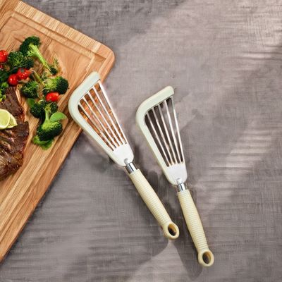 Πολυσχιδές από ανοξείδωτο χάλυβα σχισμές ψαριών σπάτουλα ανθεκτικός στη θερμότητα γυριστήρας για μη κολλώδη σκεύη