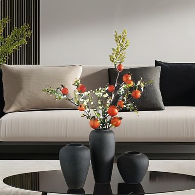 Σύγχρονη σκανδιναβική διακόσμηση σπιτιού κεραμικό βάζο με γρασίδι Pampas και φυσικά αποξηραμένα λουλούδια