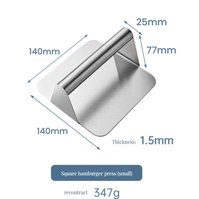 Μη κολλώδες επιφάνεια Burger Press τετράγωνο αντλία από ανοξείδωτο χάλυβα Grilling εργαλείο με υφασμάτινη ποδιά