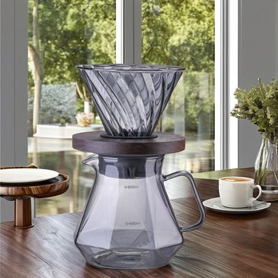 Υψηλή βαρελοσιλικωμένο γυαλί Espresso Ρίξτε πάνω από τον διακομιστή θερμό ανθεκτικό φίλτρο φλιτζάνι καφέ τσάι βάζα