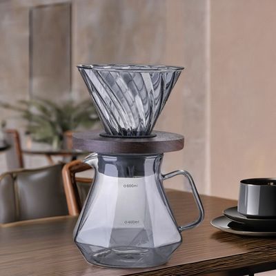 Υψηλή βαρελοσιλικωμένο γυαλί Espresso Ρίξτε πάνω από τον διακομιστή θερμό ανθεκτικό φίλτρο φλιτζάνι καφέ τσάι βάζα