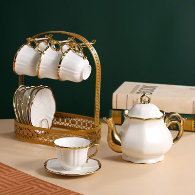 Αειφόρο Vintage Tea Set με πολυτελή πορσελάνη τσαγιέρα Κούπες καφέ και πιάτα