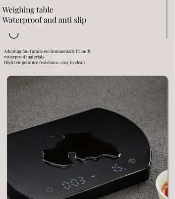 Ψηφιακή κλίμακα καφέ μπαμπού 3kg/0.1g επαναφορτιζόμενο χρονόμετρο ABS Σιλικόνη βάση εργαλεία τσαγιού