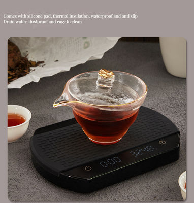 Ψηφιακή κλίμακα καφέ μπαμπού 3kg/0.1g επαναφορτιζόμενο χρονόμετρο ABS Σιλικόνη βάση εργαλεία τσαγιού