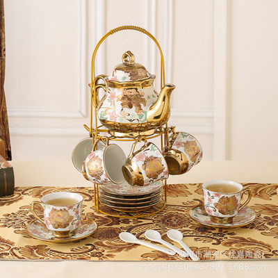 Λούξο σε ευρωπαϊκό στυλ κεραμικό σετ τσαγιού με 6 φλιτζάνια και πιάτο