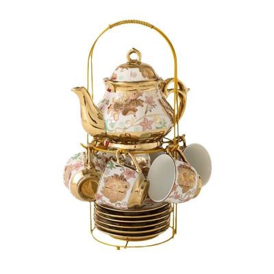 Λούξο σε ευρωπαϊκό στυλ κεραμικό σετ τσαγιού με 6 φλιτζάνια και πιάτο