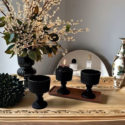 1 Μέθοδος έγχρωμης εκτύπωσης Μαύρο γυαλί Δισκίο φλιτζάνι και στερέωμα για πολυτελή δοχεία κεριών