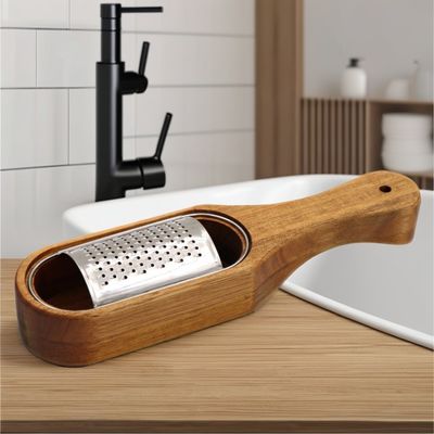 Ακασία ξύλινο δοχείο χειροκίνητο grater τυρί για εύκολη grating λαχανικών και πολλά άλλα