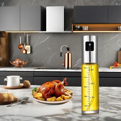 Ατσάλι και γυαλί ψεκαστήρας ελαιολάδου για κάμπινγκ Εργαλεία κουζίνας 17,8*4cm