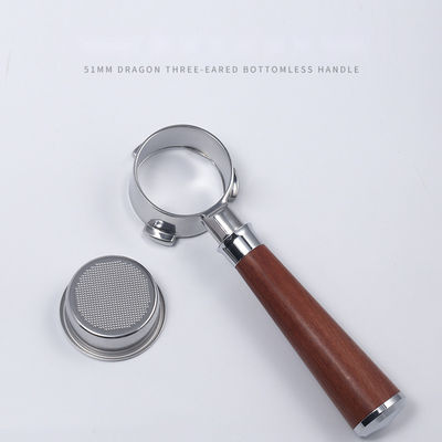 Κεραμικό χειριστήριο Espresso Portafilter 51mm με ξύλινο χειριστήριο και σχεδιασμό από ανοξείδωτο χάλυβα