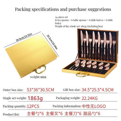 Βιώσιμα 24pcs ασημένια σκεύη σετ από ανοξείδωτο χάλυβα ξενοδοχείο γαμήλιο επίστρωμα κουτάλι και πιρούνι