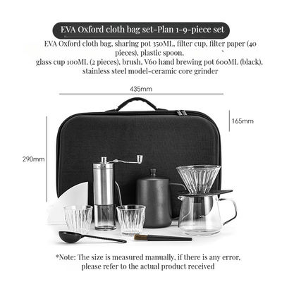 Εγχειρίδιο καφετιέρας σταγονιού από ανοξείδωτο χάλυβα για εξωτερικούς χώρους περιλαμβάνει τριβέλι και αδιάβροχο δοχείο