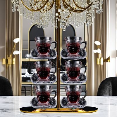 135 ml χωρητικότητα Κλασικό σχεδιασμό Soda Lime Glass Cup και Placer Set για σετ καφέ και τσαγιού