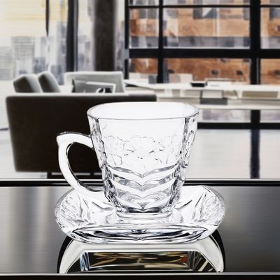 135 ml χωρητικότητα Κλασικό σχεδιασμό Soda Lime Glass Cup και Placer Set για σετ καφέ και τσαγιού