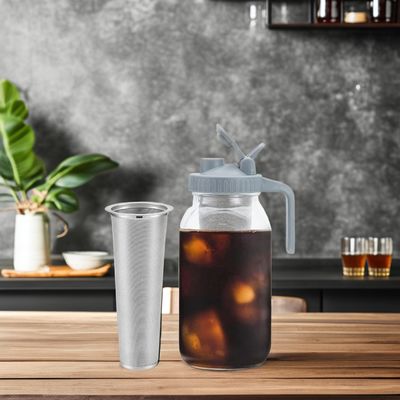 64 OZ Glass Mason Jar Cold Brew Coffee Maker με φίλτρο από ανοξείδωτο χάλυβα
