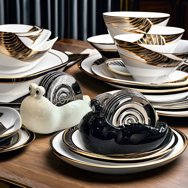 Επεξεργασμένο πιάτο σερβίρισής σούπας σε αγγλικό στυλ πορσελάνη για 6 άτομα