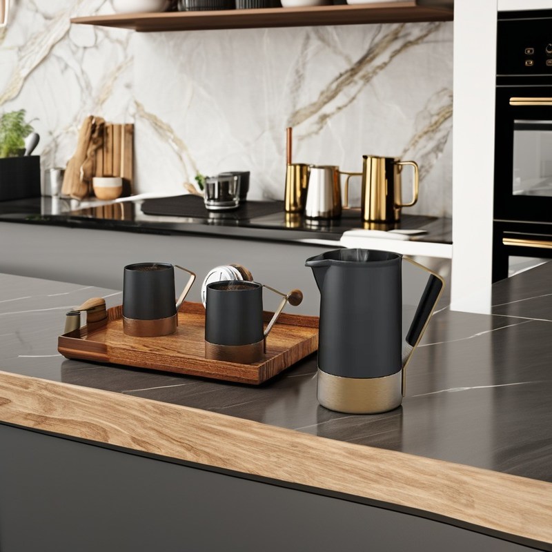 Εφοδιασμένο με 304 ανοξείδωτο χάλυβα γαλλικό πιεστή καφέ κατσαρόλα με σιλικόνιο χερούλι 350ml 500ml 1000ml σετ