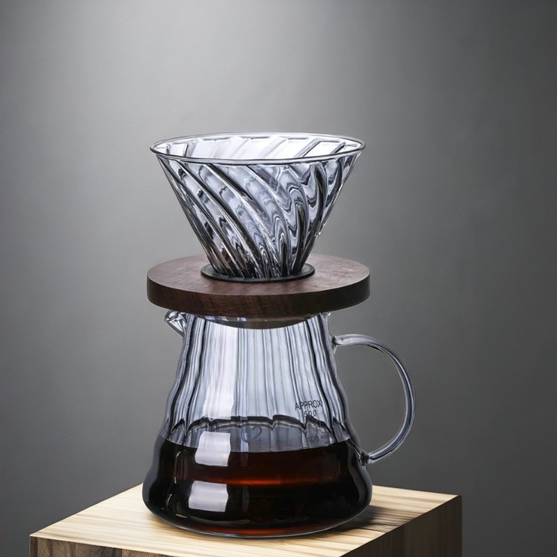 Μεταφορτώσιμο κουτί καφέ καπουτσίνο για ενήλικες με ξύλινο στέλεχος και γυάλινη λαβή