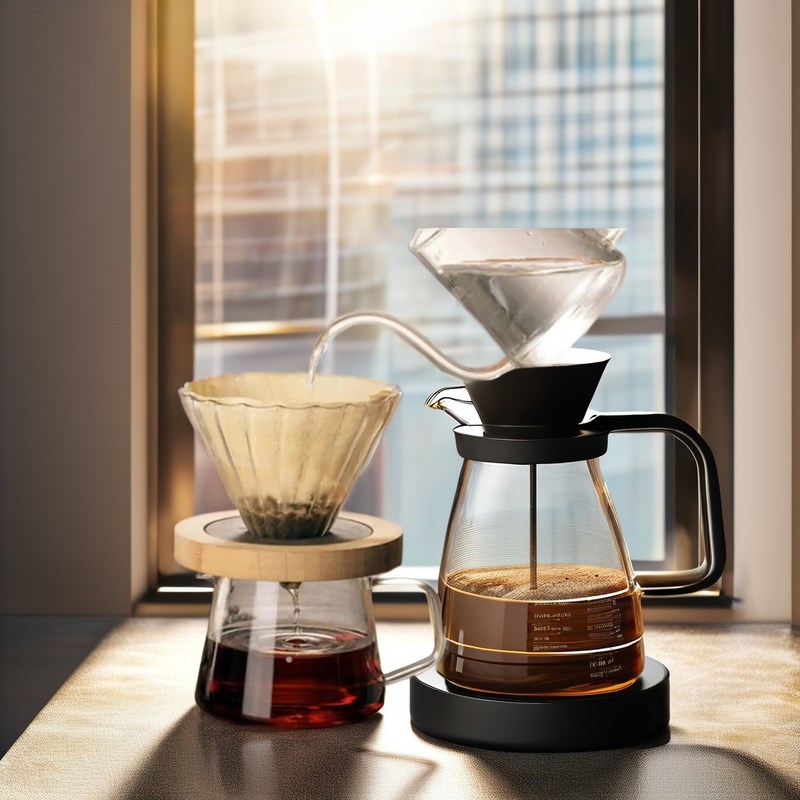 Μαγειρική Σύγχρονο σχεδιασμό Borosilicate γυαλί καφετιέρα σετ με μόνιμο φίλτρο σταγονιδίων