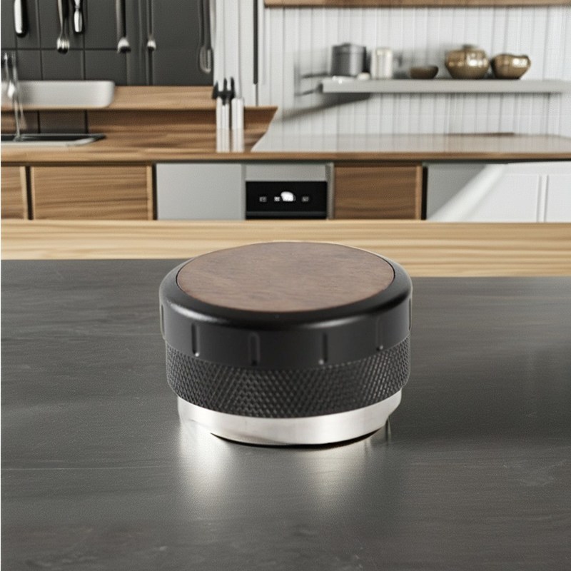 Ρυθμιστό ύψος Espresso Tamper Κλασικό στυλ με ξύλο καρυδιού και βάση από ανοξείδωτο χάλυβα