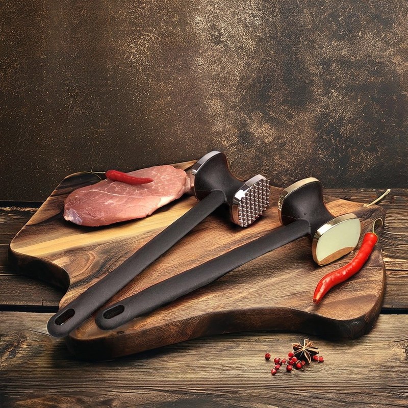 Προσαρμοσμένο λογότυπο Αποδεκτό μαλακτικό κρέατος διπλής όψεως σφυρί για μπριζόλες και αποψίλωση
