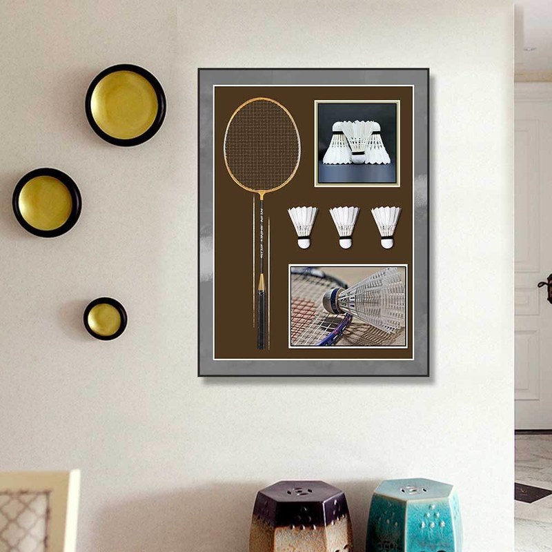 Εκτύπωση υψηλής ανάλυσης Μοντέρνα τοιχογραφία γυμναστηρίου μπαντμίντον για διακόσμηση αθλητικών χώρων