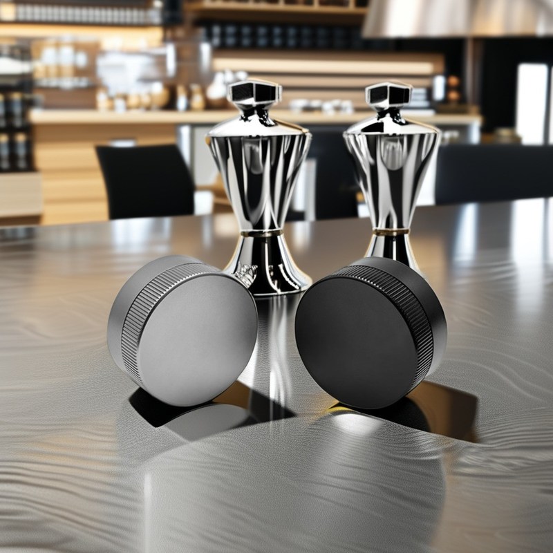 Ασημένιο μεταλλικό ποτήρι espresso ρυθμιζόμενου βάθους για οικολογικά φιλική ισοπέδωση της μύλης καφέ