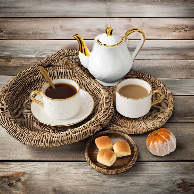 BAMBOO Nordic Vintage Tea Set Luxury Bone Cups and Saucers for Cafe Milk Tea Moments (Βαμβούλη Βόρειος Βίντεο Τσάι Σετ)