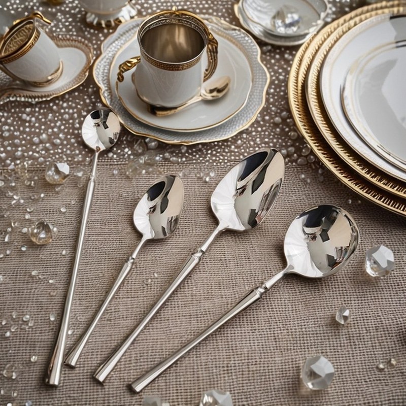 Τεχνική Διακοσμημένη πολυτελή 24pcs στρώση από ανοξείδωτο χάλυβα για ξενοδοχεία και γάμους