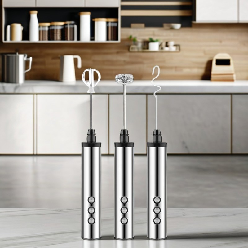 Ατσάλι από ανοξείδωτο χάλυβα DIY Σύγχρονη ηλεκτρική συσκευή πλέγματος γάλακτος/μιξερ που λειτουργεί με μπαταρία